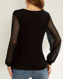 FRENCH PATCHWORK LACE LANTERN SLEEVE T-SHIRT