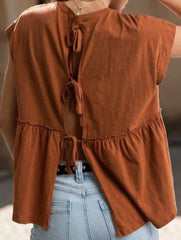 Babydoll style thin top with back tie for women