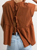 Babydoll style thin top with back tie for women
