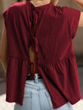 Babydoll style thin top with back tie for women
