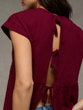 Babydoll style thin top with back tie for women
