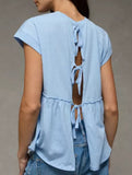 Babydoll style thin top with back tie for women