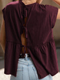Babydoll style thin top with back tie for women