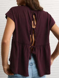 Babydoll style thin top with back tie for women