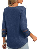 Solid color V-neck lace-trimmed top for women
