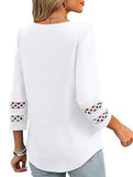 Solid color V-neck lace-trimmed top for women