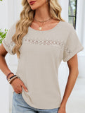 Lace-trimmed loose-fitting T-shirt for women