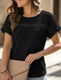 Lace-trimmed loose-fitting T-shirt for women