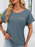 Lace-trimmed loose-fitting T-shirt for women