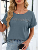 Lace-trimmed loose-fitting T-shirt for women