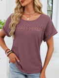 Lace-trimmed loose-fitting T-shirt for women