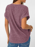 Solid color V-neck casual versatile women's top