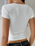 Spicy Lace Short-Sleeve Vest Top/T-Shirt for Women