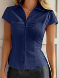 Sexy solid color short-sleeved shirt for women