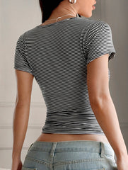 Sporty and sexy striped T-shirt for women
