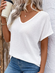 Casual lace patchwork textured T-shirt for women