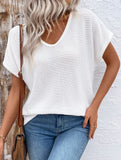 Casual lace patchwork textured T-shirt for women