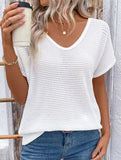 Casual lace patchwork textured T-shirt for women