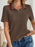 Casual retro striped collared polo shirt for women
