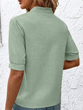 V Neck Embroidered Cotton Short Sleeve Shirt