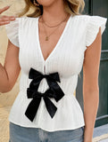 Bow Detail Slim Fit Vacation Shirt