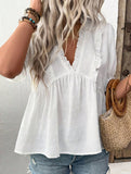 Floral Cutwork Short Sleeve Blouse