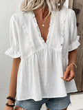 Floral Cutwork Short Sleeve Blouse