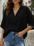 Solid Short Sleeve Lapel Shirt