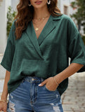Solid Short Sleeve Lapel Shirt