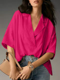 Solid Short Sleeve Lapel Shirt