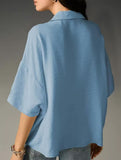 Solid Short Sleeve Lapel Shirt