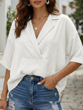 Solid Short Sleeve Lapel Shirt