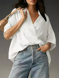 Solid Short Sleeve Lapel Shirt