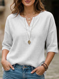 Linen V Neck Loose Shirt