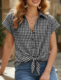 Plaid Button Loose Short Sleeve Shirt