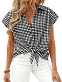 Plaid Button Loose Short Sleeve Shirt