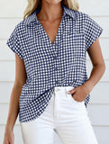 Plaid Button Loose Short Sleeve Shirt