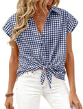 Plaid Button Loose Short Sleeve Shirt