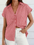 Plaid Button Loose Short Sleeve Shirt
