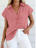 Plaid Button Loose Short Sleeve Shirt
