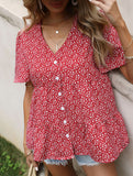 Red Polka Dot V Neck Shirt