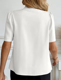 V Neck Button Short Sleeve Shirt