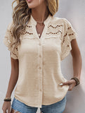 Lace Patch Ruffle Sleeve Blouse