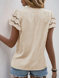 Lace Patch Ruffle Sleeve Blouse