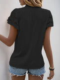 Lace Patch Ruffle Sleeve Blouse