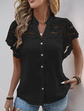 Lace Patch Ruffle Sleeve Blouse