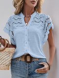 Lace Patch Ruffle Sleeve Blouse