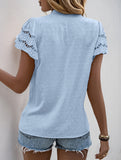 Lace Patch Ruffle Sleeve Blouse