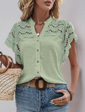 Lace Patch Ruffle Sleeve Blouse