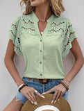 Lace Patch Ruffle Sleeve Blouse